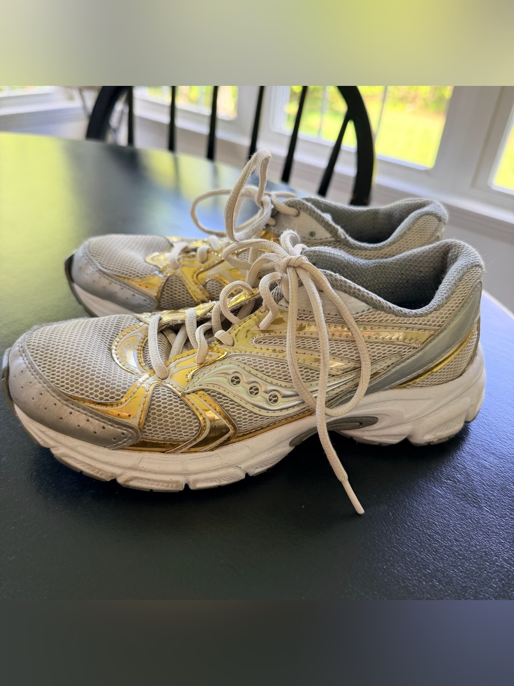 Saucony x J.Crew Collab Silver and Gold Ride Millennium Sneakers - Picture 12 of 12